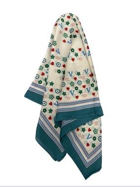Designer Inspired Monogram Print Large Scarf Square Hair Neck Bag Wrap